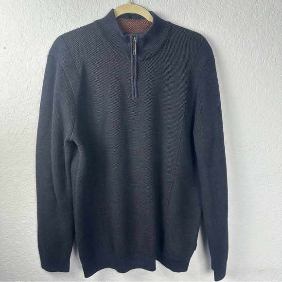 Ted Baker London Women’s 1/4 Zip Wool Blend Pullover 6 (US 12-14) Navy Sweater - Picture 1 of 8